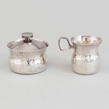 A silver sugar bowl and creamer by Eric Löfman for MGAB, Upsala, 1973.