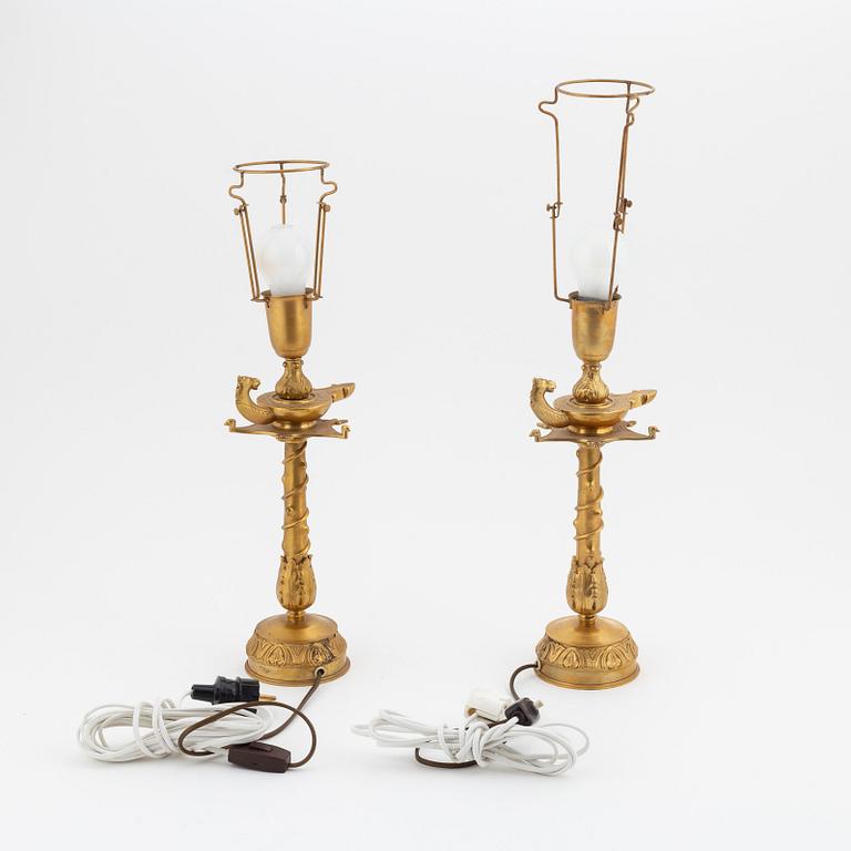 A pair of brass table lamps, second half of 20th century.