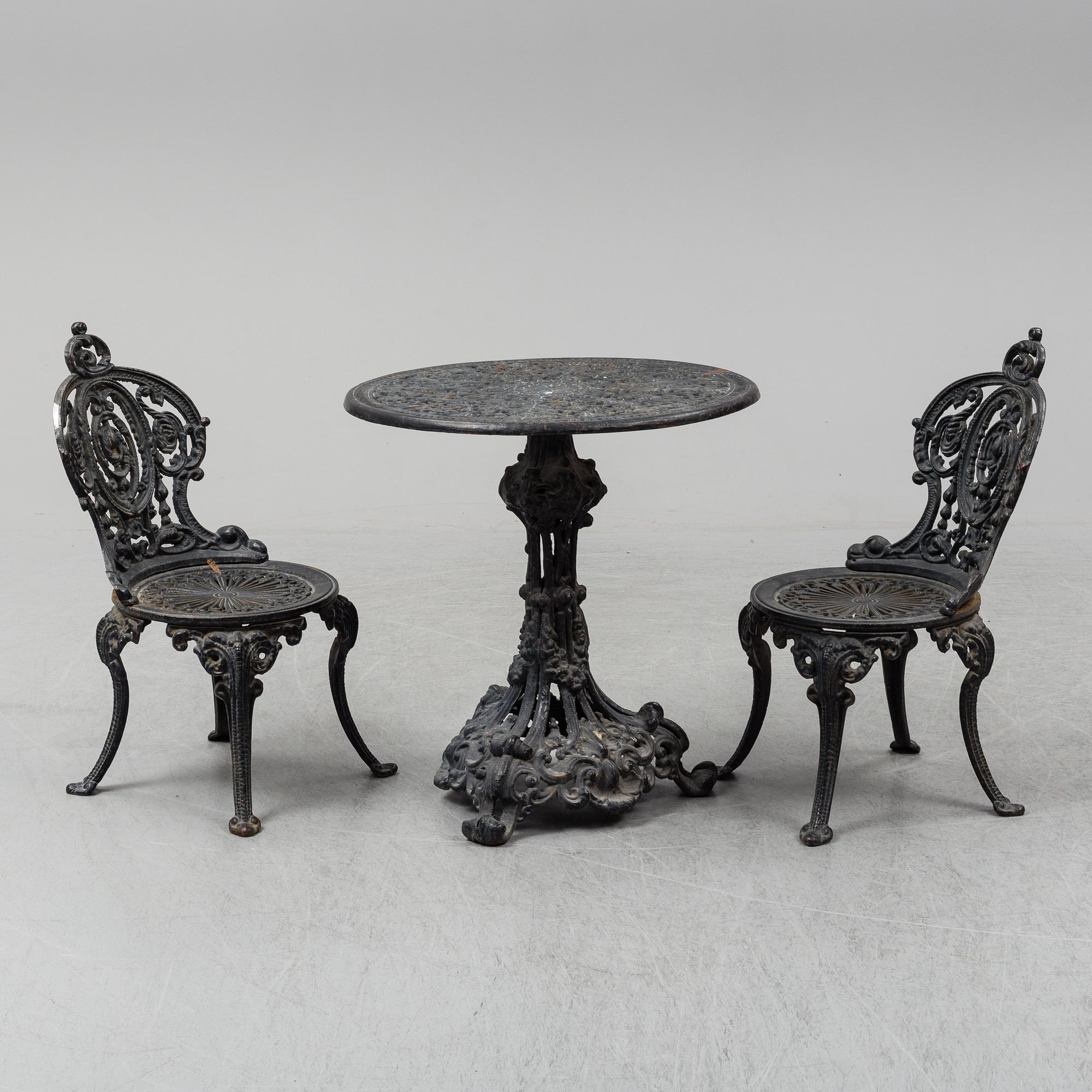 TRÄDGÅRDSMÖBEL, 3 delar, gjutjärn, 1900-tal.