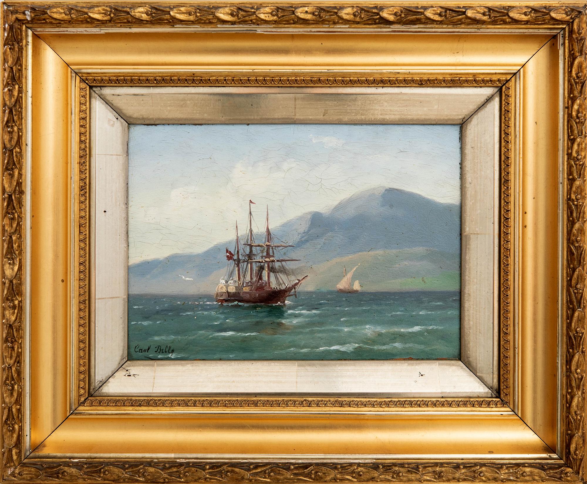 Carl Ludwig Bille,  Ångfartyg vid bergig kust.