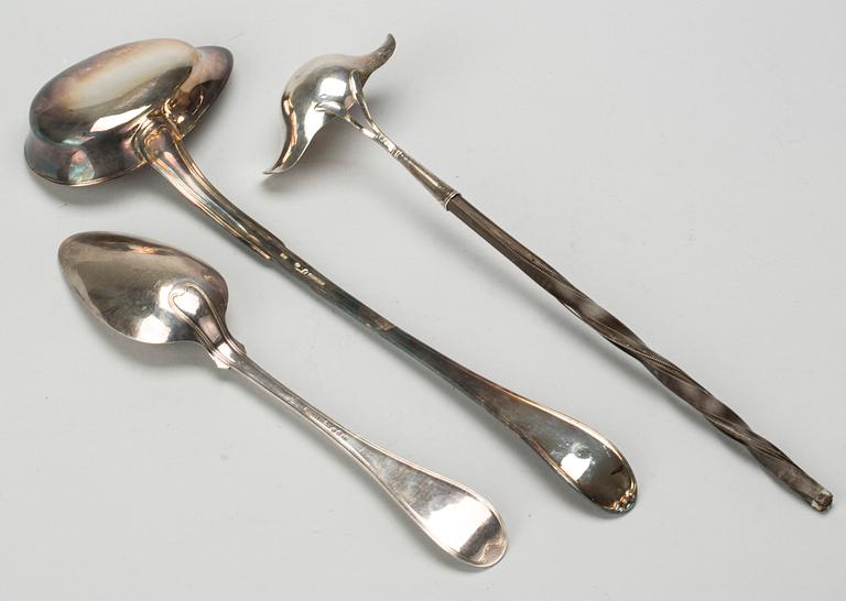 SERVERINGSBESTICK, 3 delar, silver, 1800-tal.