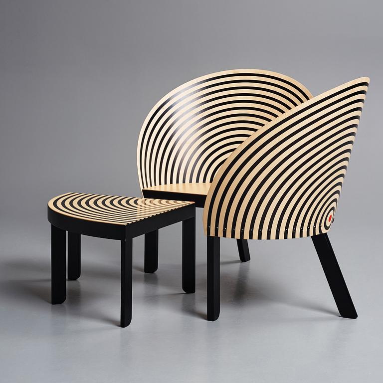 Nanna Ditzel, "Bench for two" modell 2600 & 2601, bänk samt bord, Frederica Stolefabrik, Danmark efter 1989.
