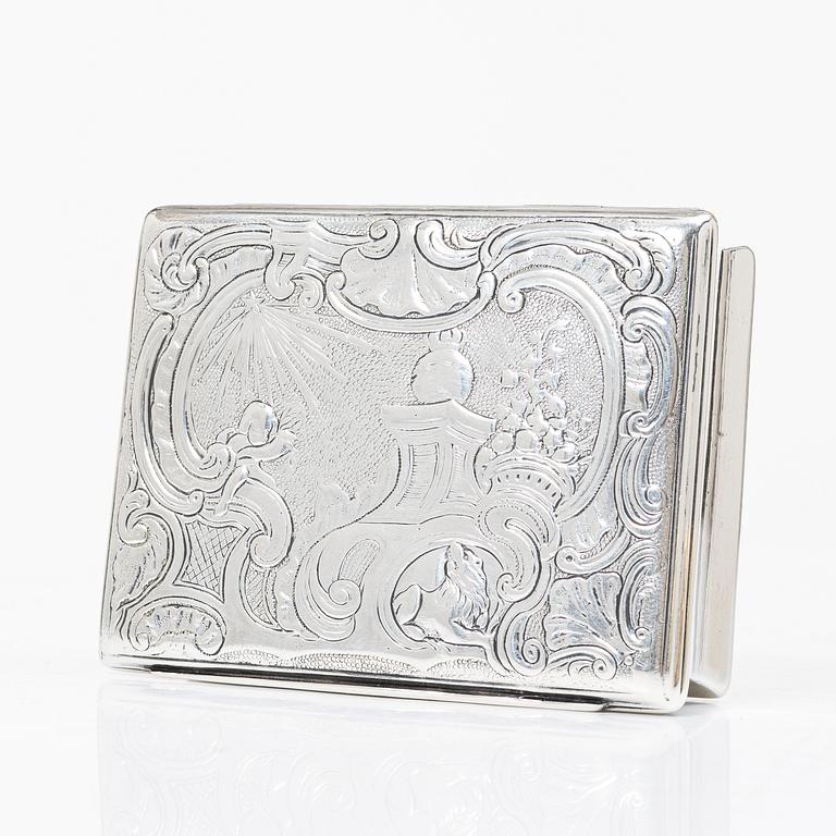 Two Swedish 18th century parcel-gilt silver boxes.