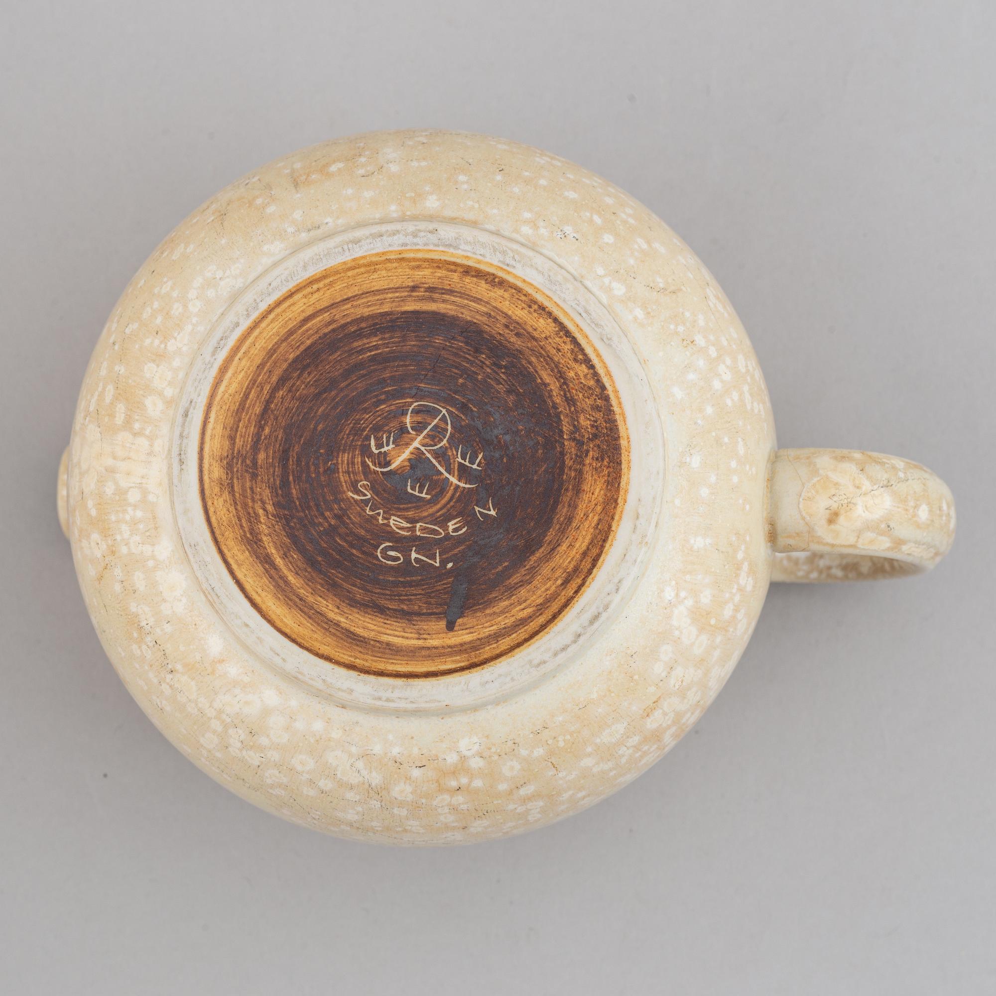 Gunnar Nylund, a set of 2 double" stoneware pots, model UB and a bowl, Rörstrand, Sweden 1940's.