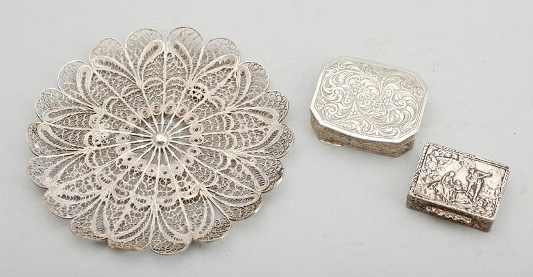 DOSOR OCH FAT, 3 delar, silver, Italien. Vikt ca 100 g.