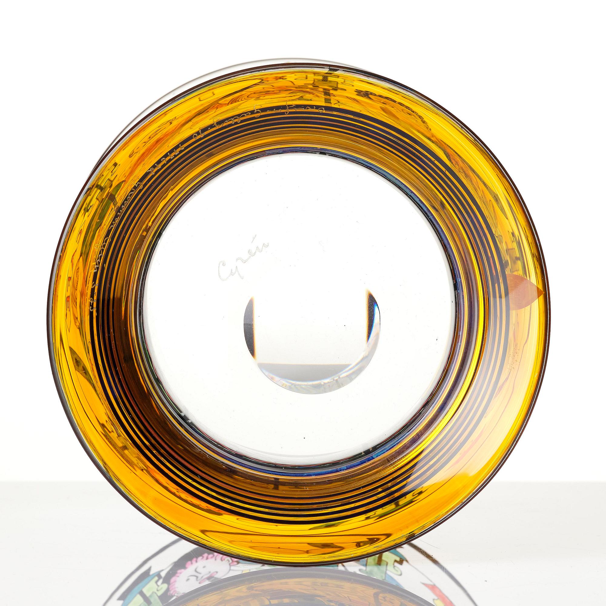 Gunnar Cyrén, a glass vase, "Jazz at the Café", Orrefors 1990.