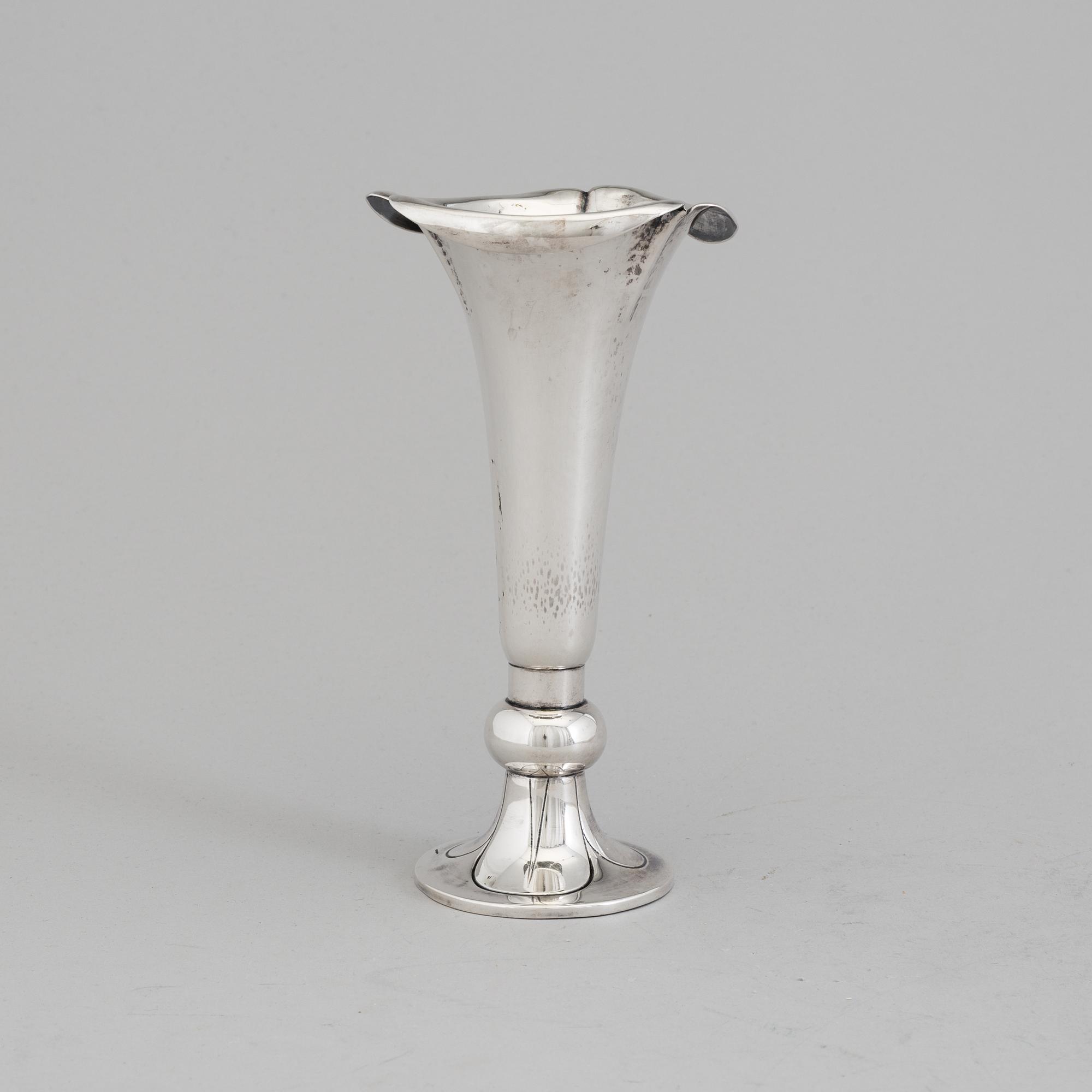 A Danish Art Nouveau silver vase, maker's mark Mogens Ballin & Co, Copenhagen,