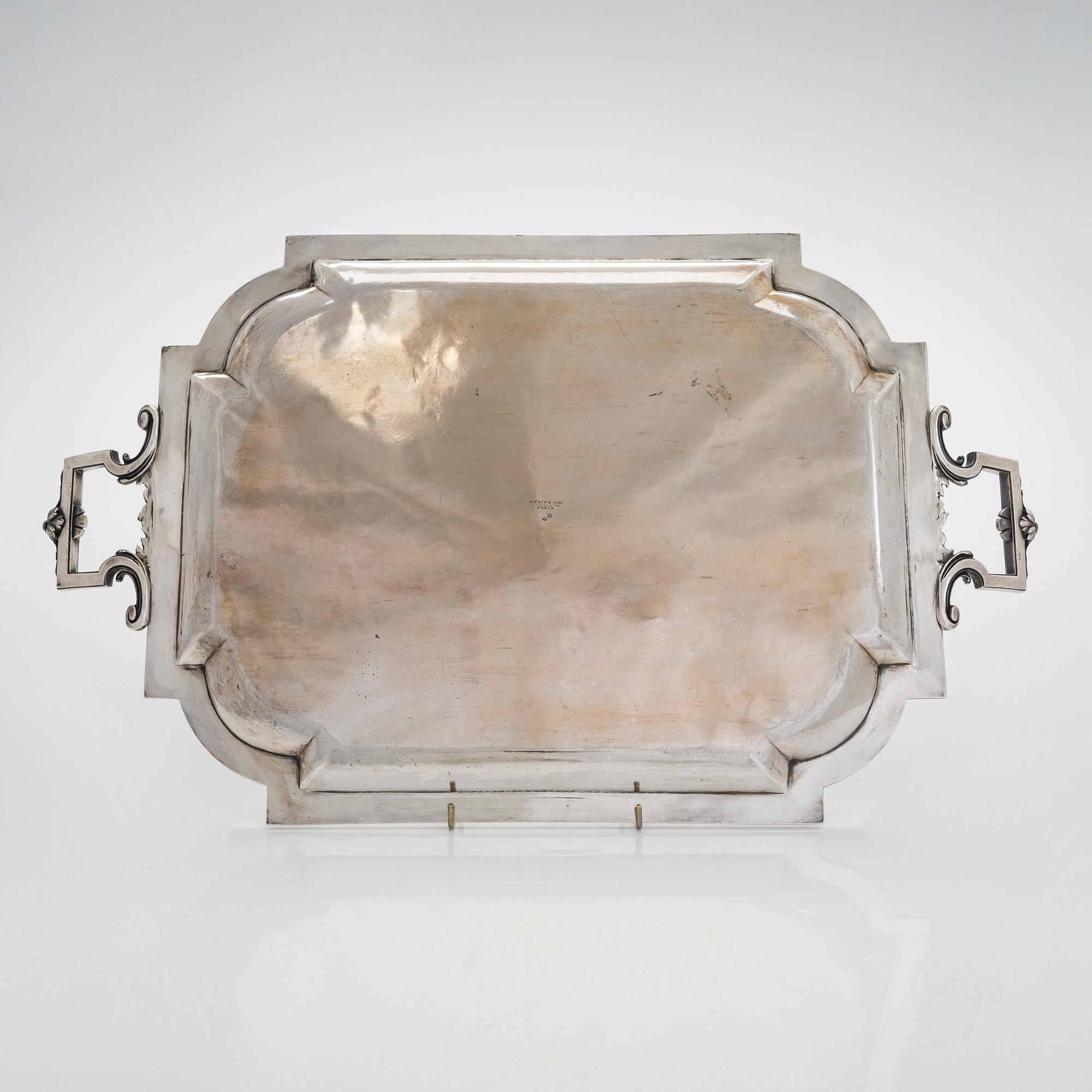 A French silver tray, maker's mark of Charles Mérite, before year 1892.