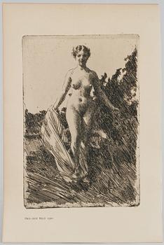 ANDERS ZORN, etsning, signerad i plåten 1907, ur Ord och Bild 1910.