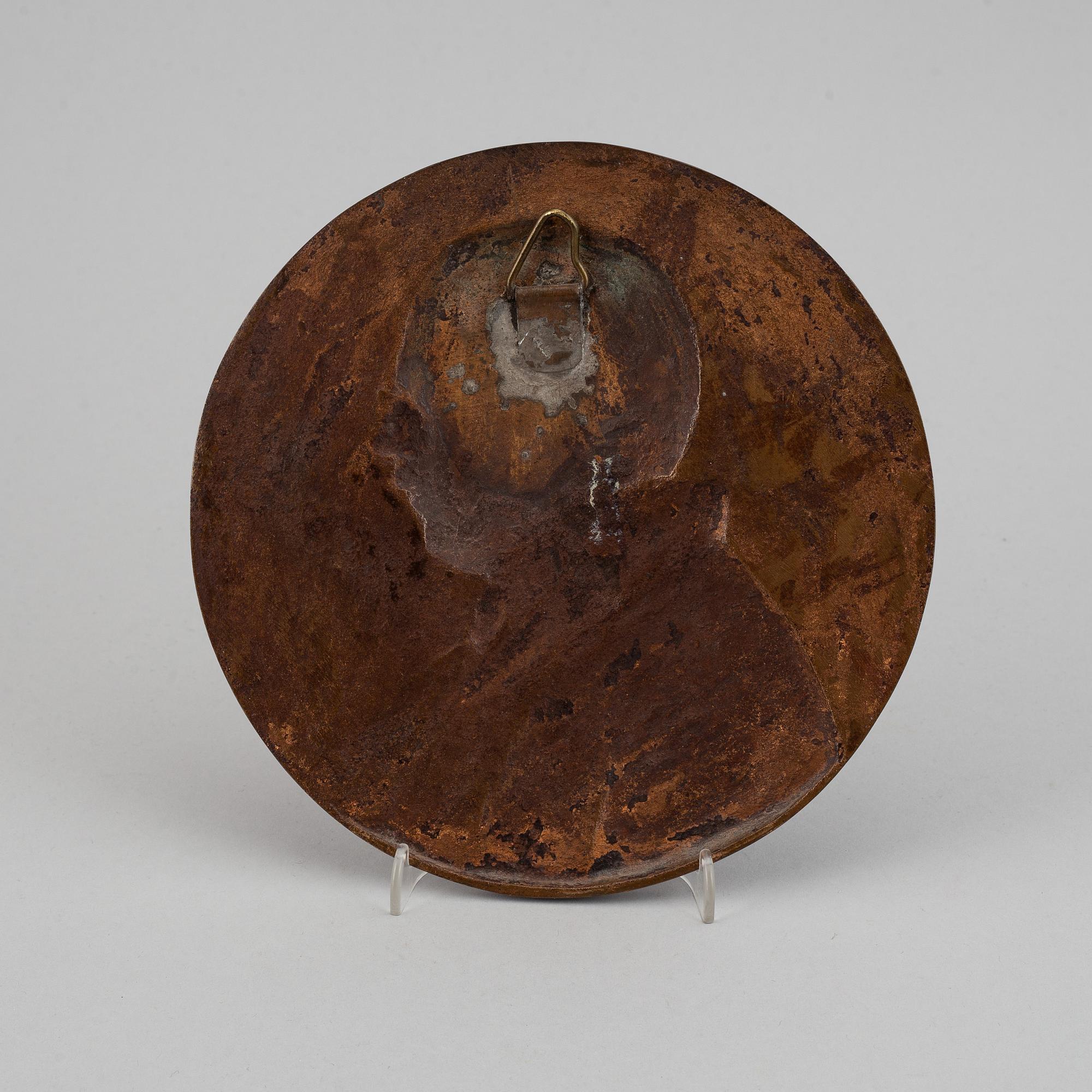 Svante Nilsson, bronsplakett. Sign. Diameter 19,5 cm.