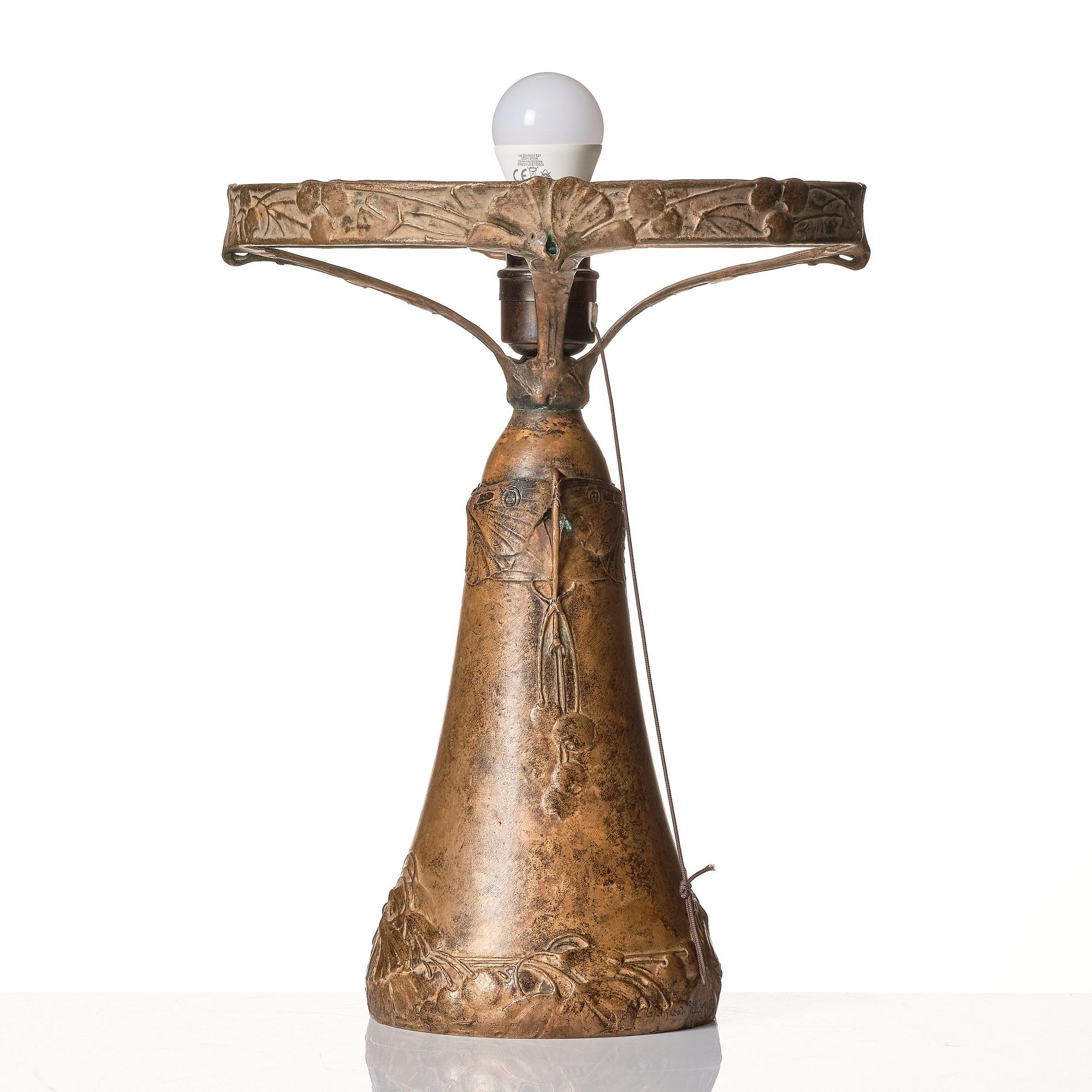 A. Granberg & Hugo Elmqvist, a patinated bronze table lamp, Stockholm, early 20th century.