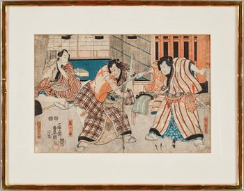 Utagawa Kunisada Kochoro Toyokuni III · TOYOKUNI III, träsnitt, Japan. 1800-tal.