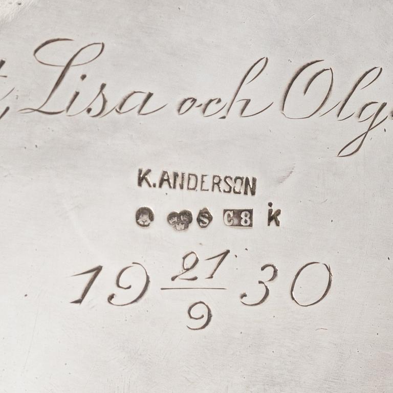 A Swedish Silver Coffee Pot, mark of K Anderson, Stockholm 1929.