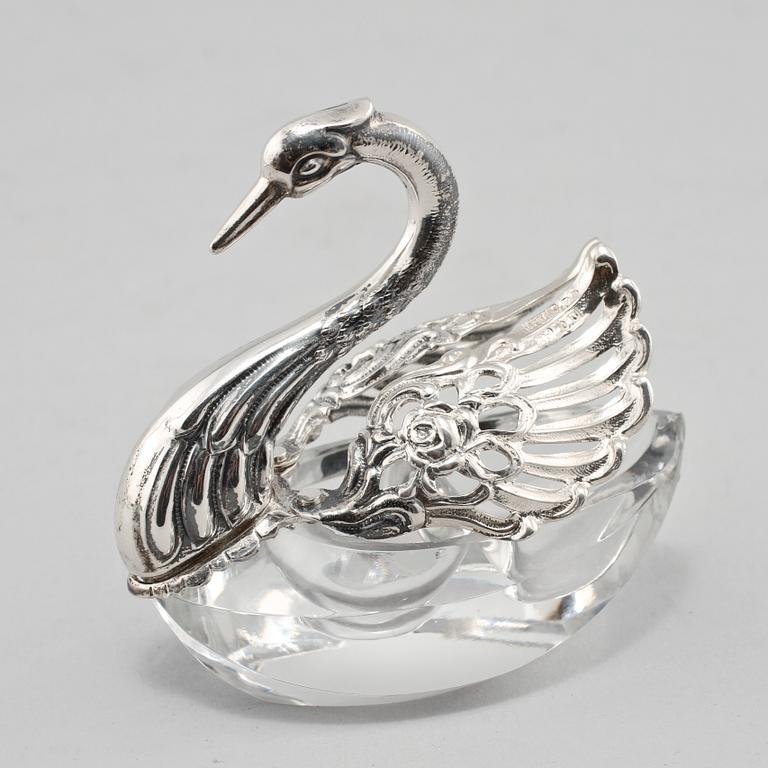 SALTKAR, silver och glas, svenska importstämplar samt GEWE, 1978,