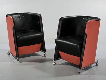 FÅTÖLJER, ett par, Börge Lindau samt Bo Lindekrantz, Lammhults, 1980-tal.