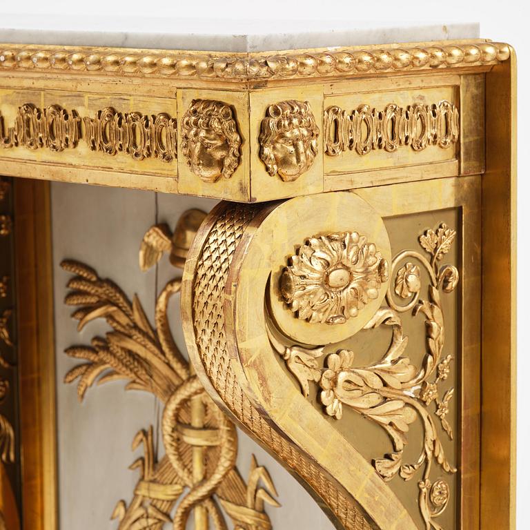 An Empire giltwood and gesso console table by P.G. Bylander (master in Gothenburg 1811-58).