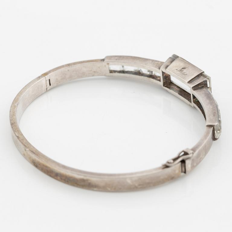 Bracelet silver with step-cut rock crystal, Stigbert.