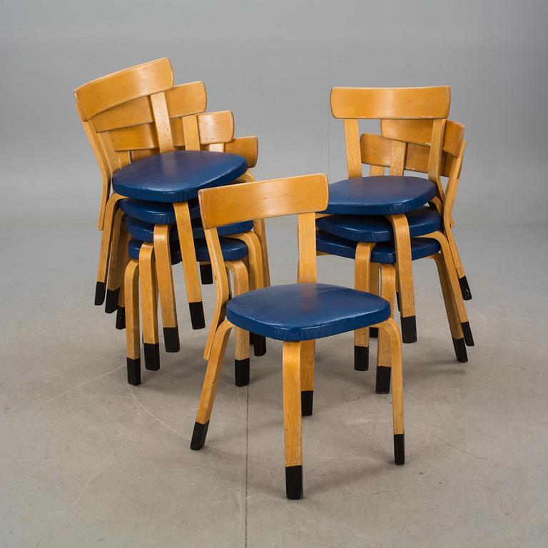 STOLAR, 8 st, modell 69, Alvar Aalto, Artek, 1950-tal. Formgiven 1935.