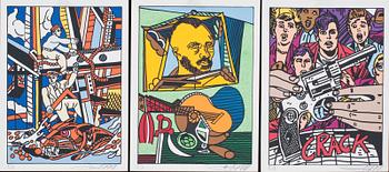 Erró (Gudmundur Gudmundsson) · GUDMUNDUR ERRÓ, 3 färgserigrafier, signerade och numrerade E.A, daterade 1994.