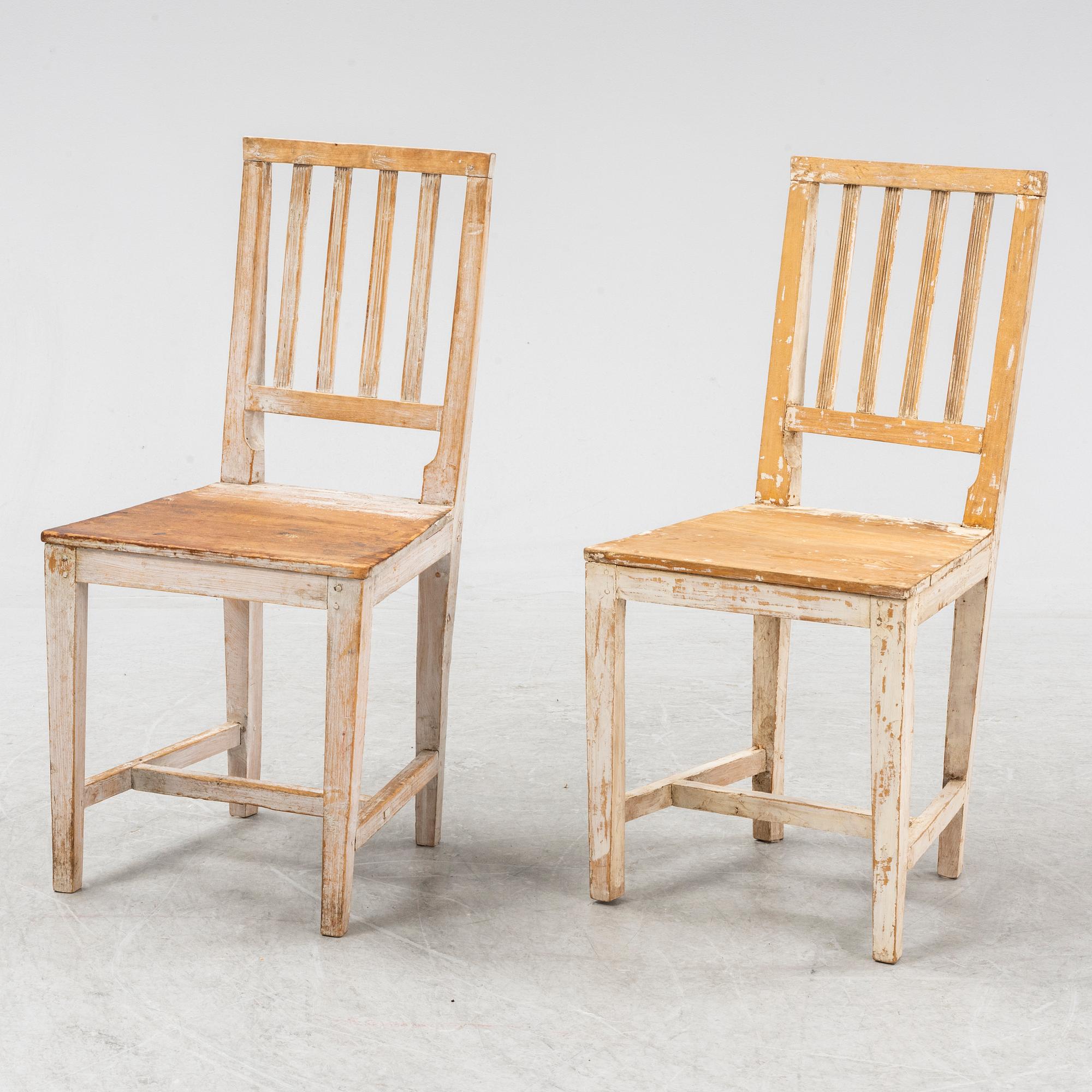 Six painted 'Leksand' chairs, 19th Century.