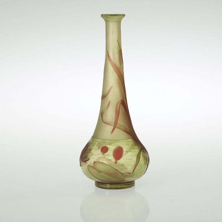 An Eugène Michel Art Nouveau cameo glass vase, France.