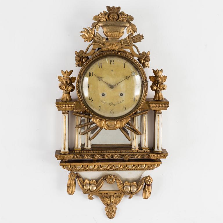 A late Gustavian wall clock by Johan Nyberg (master in Stockholm 1787-1801).
