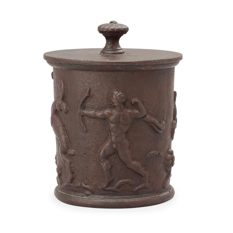 A Carl Elmberg cast iron tobacco jar, Näfveqvarn.