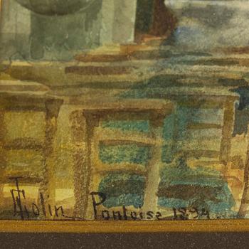 Ellen Jolin, akvarell, signerad och daterad Pontoise 1894.