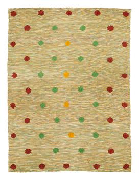 658. CARPET. Flat weave with rags and pile ornaments. 308,5 x 234,5. Sweden first half of the 20th century.
