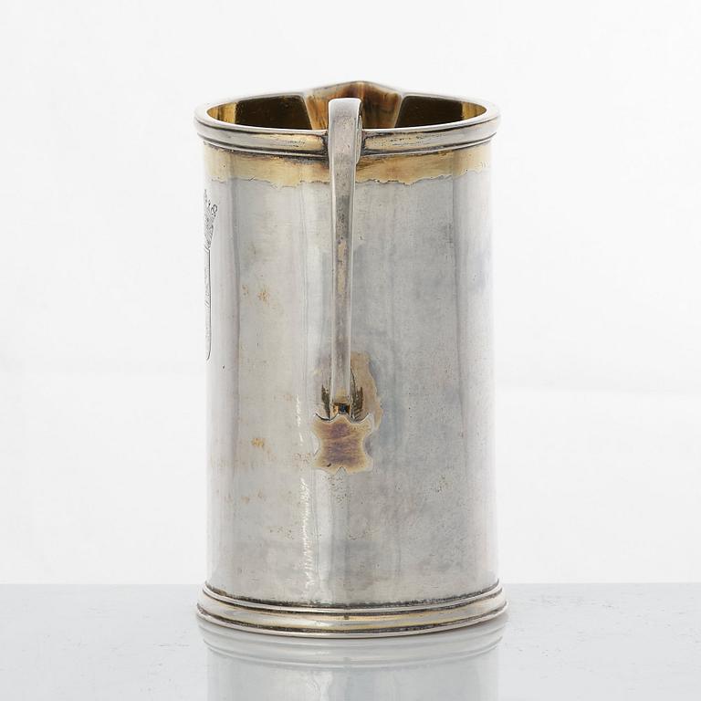 A Swedish 18th century parcel-gilt silver jug, mark of Petter Lund 1727.