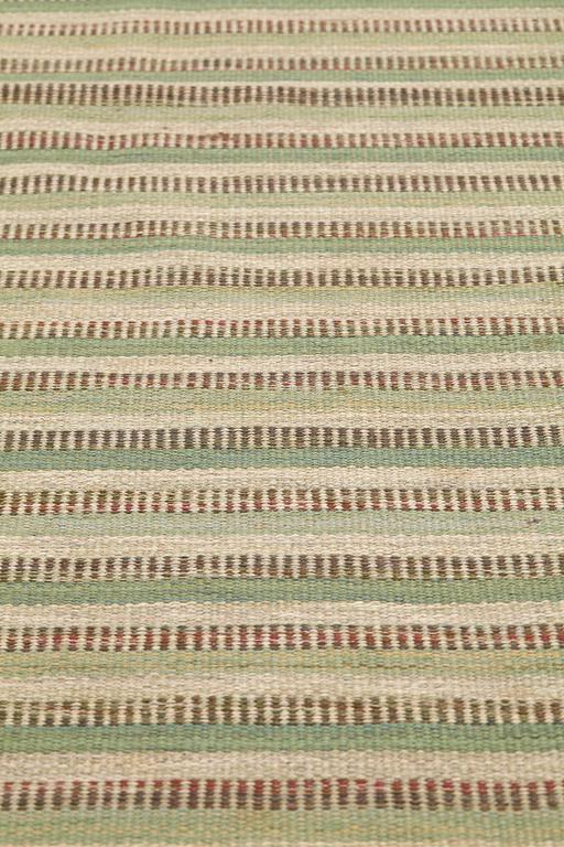 Barbro Nilsson, Matta, "Randig med tvist, grön", rölakan, ca 244,5-245,5 x 226-227 cm, signerad AB MMF BN.