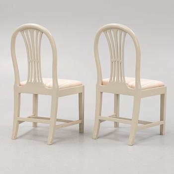 A pair of late Gustavian style chairs, Lindome, first half of the 19th century.