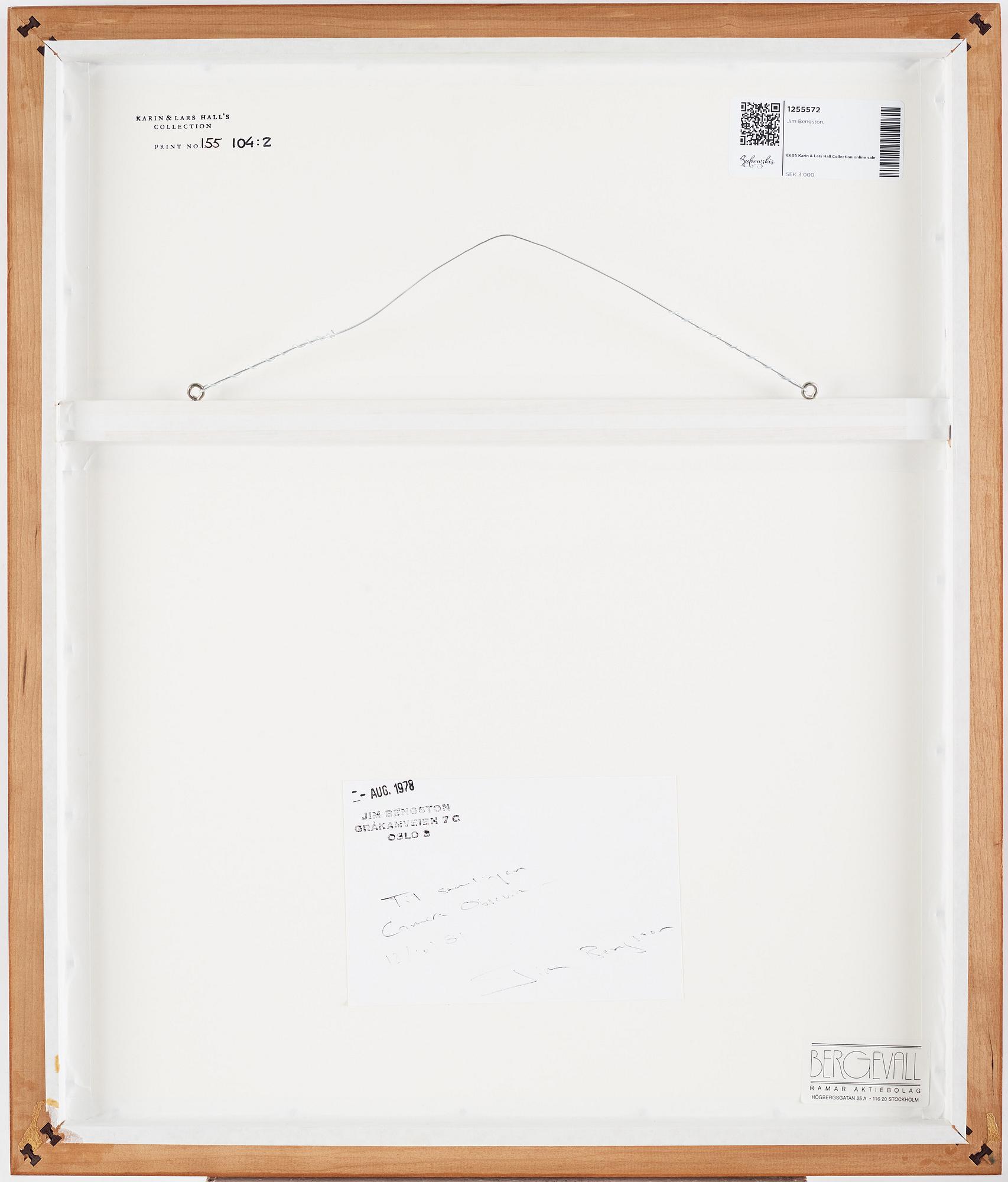 Jim Bengston, fotografi signerad och stämplad a tergo.