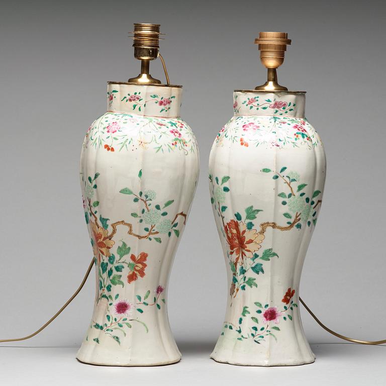 A pair of large famille rose vases, Qing dynasty, Qianlong (1736-95).