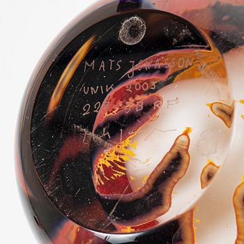 Mats Jonasson, a unique graal glass vase, 2003.