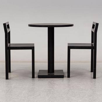 BORIS BERLIN/POUL CHRISTIANSEN, a 'Non' table with two chairs by Komplot design for Källmo.