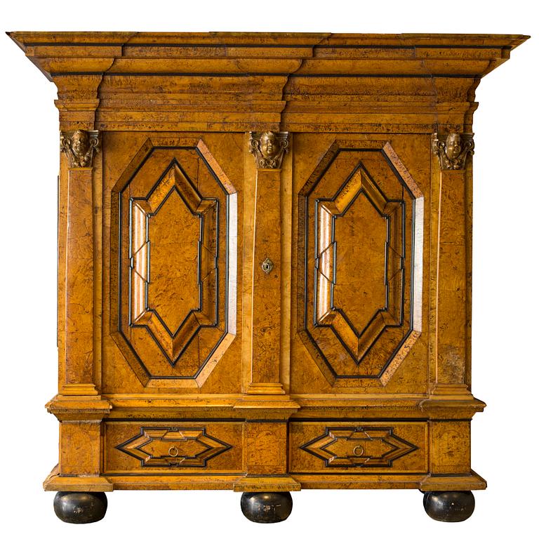 A partly baroque cabinet, first half of 18th century/19th century.