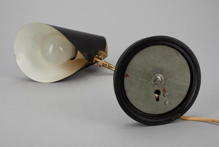 BORDSLAMPA, mässing och plåt, 1900-talets mitt.
