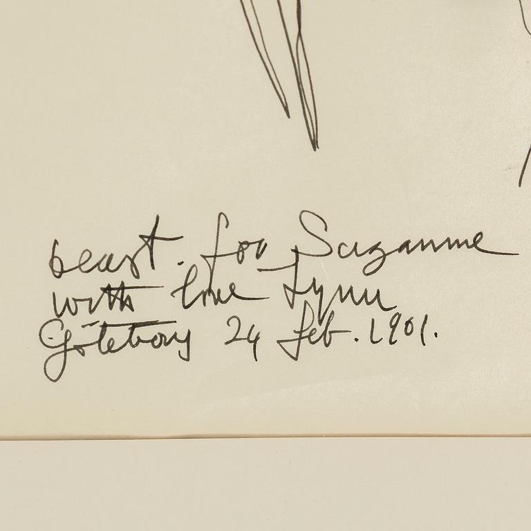 LYNN CHADWICK, tusch, signerad med dedikation.