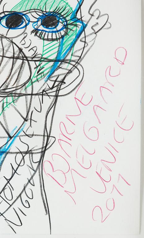 BJARNE MELGAARD, teckning blyerts och färgpenna på papper signerad Bjarne Melgaard och daterad Venice 2011.