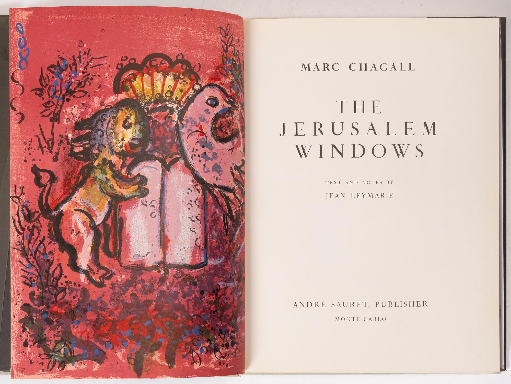 Marc Chagall, Book "The Jerusalem Windows", André Sauret, Monte Carlo, 1962.