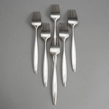 BORDSGAFFLAR, 6 st, silver, modell Cypress,  George Jensen. Tot vikt ca 234 gram.