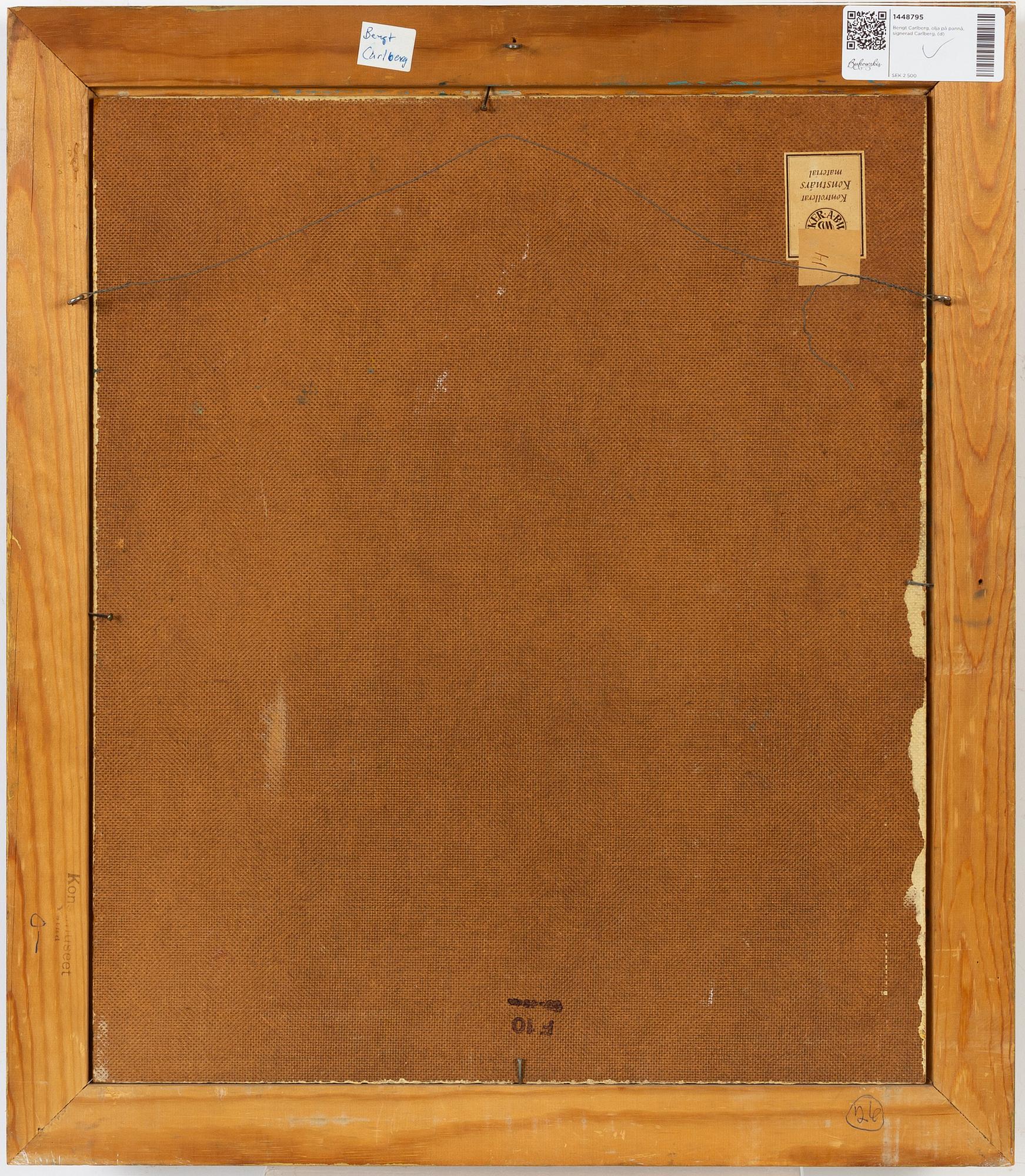 Bengt Carlberg, olja på pannå, signerad Carlberg.