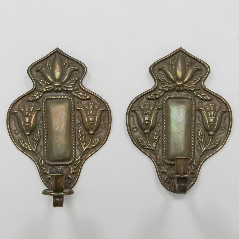 Antti Hakkarainen, a pair of 1930s '1100' candle wallsconce for Taidetakomo Antti Hakkarainen.