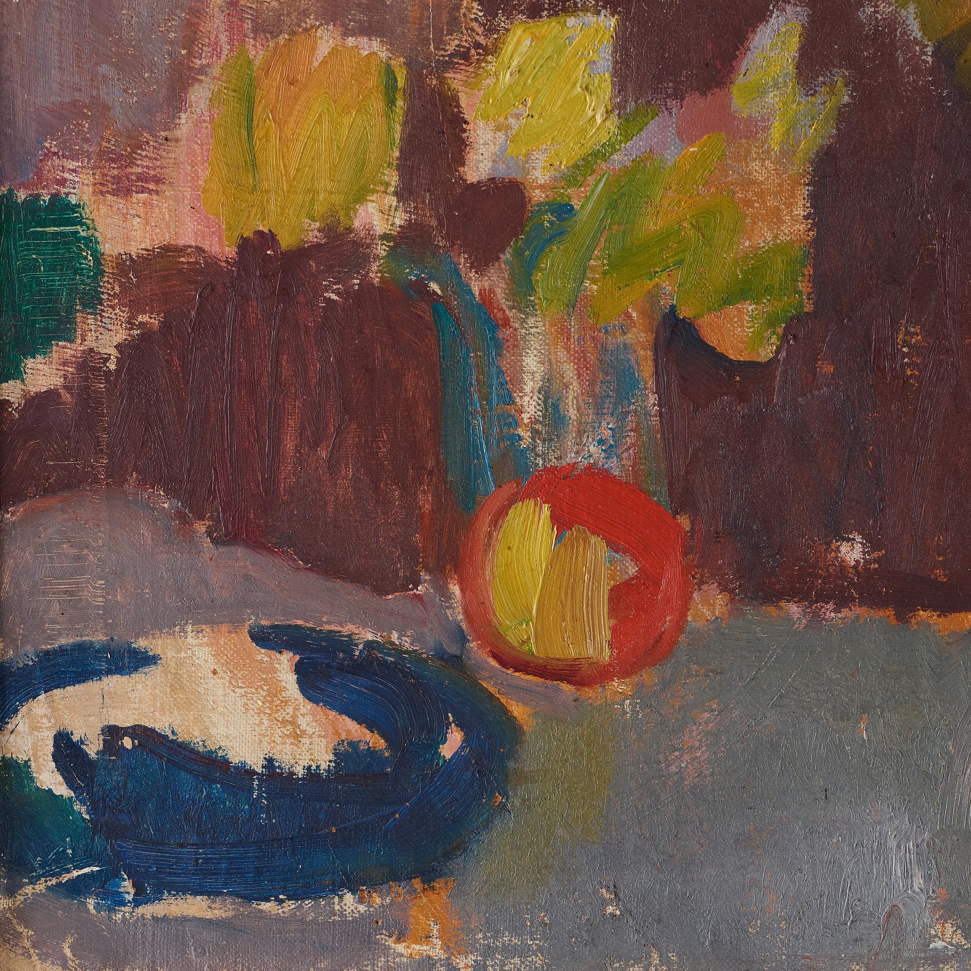 Karl Isakson, Stilleben med blomma och frukter.