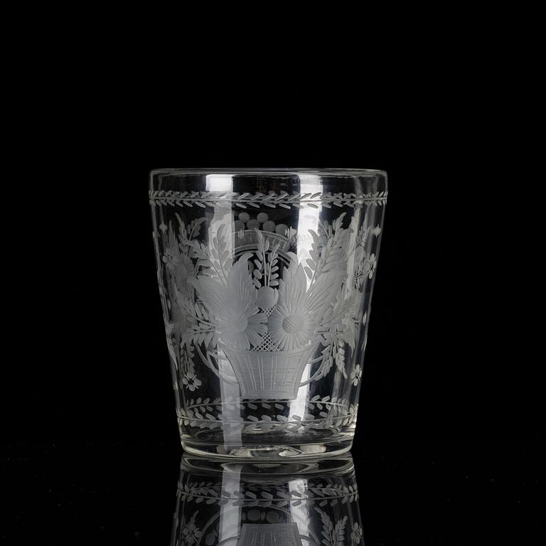 A large engraved glass goblet , probably Bohemia/Germany, dated 1795.