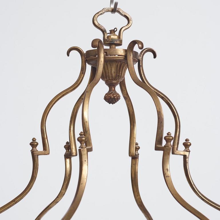 A Swedish rococo gilt-brass four-light lantern, possibly a masterpiece, Stockholm, later part of the 18th century.