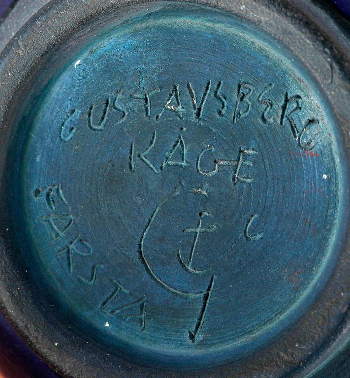 VASER, 2 st, samt SKÅL, stengods, Wilhelm Kåge, Gustavsberg. Sign.