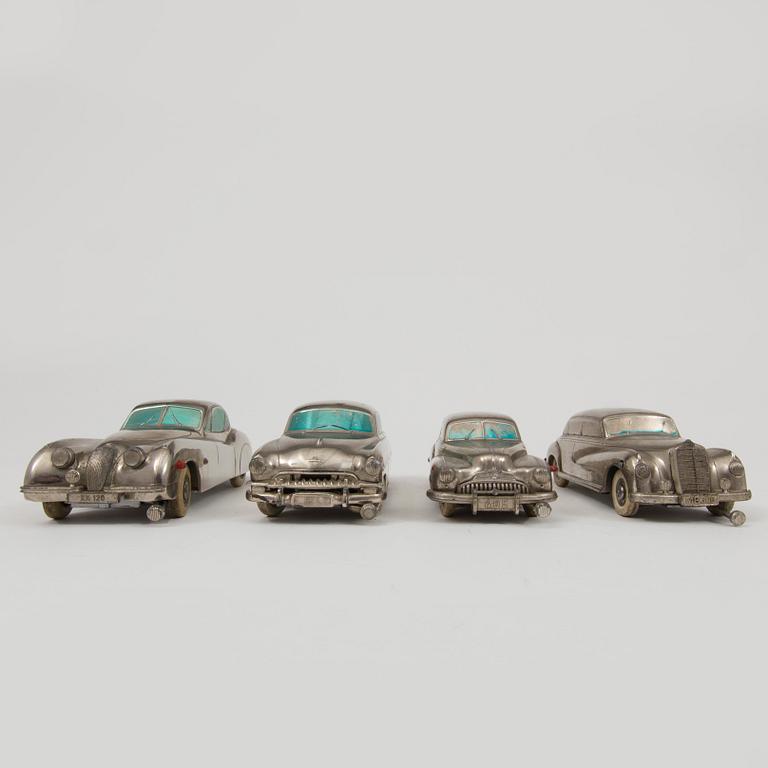 Four Prämeta toy cars Germany 1950s.