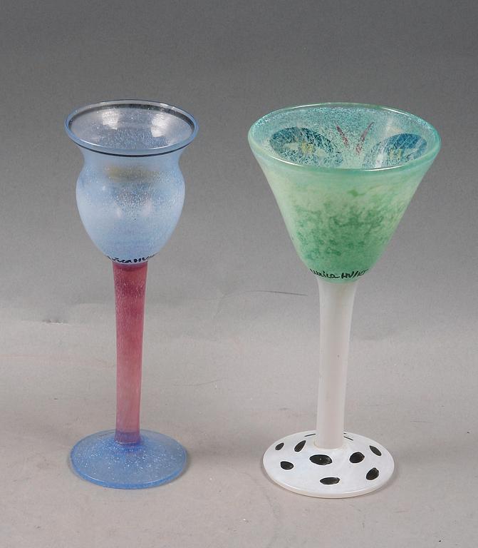 GLAS, 2 st, Ulrika Hydman-Vallien. Kosta Boda.